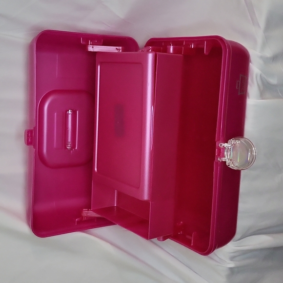 Hot Pink Caboodles Makeup Storage barbie core mirror carrying Handle - Picture 6 of 8